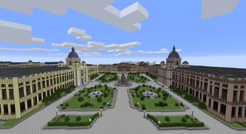 MCVIENNA Vienna Minecraft replica of Museums Quater (Museumsquartier), Natural History Museum (Naturhistorisches Museum) and Museum of fine Arts (Kunsthistorisches Museum)